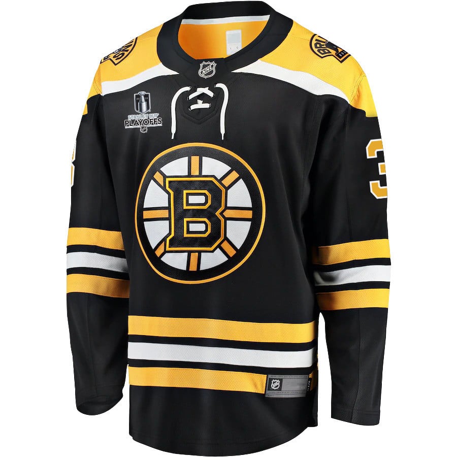 Brandon Carlo 3 Boston Bruins Stanley Cup 2023 Playoffs Patch Home Breakaway Men Jersey - Black