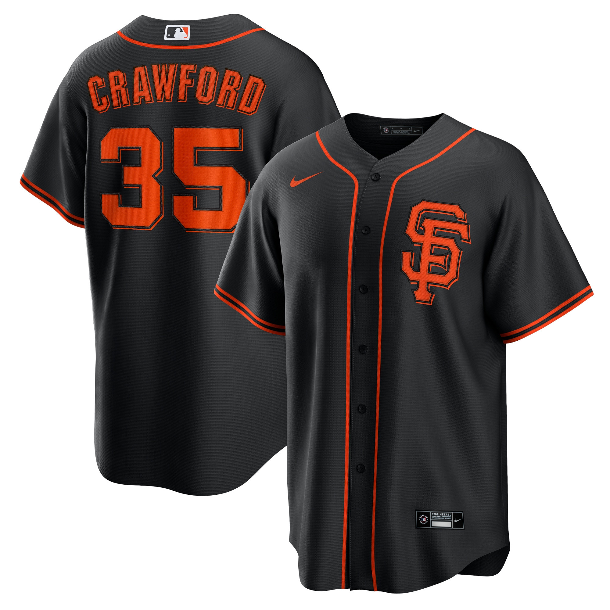 Brandon Crawford San Francisco Giants Alternate Replica Player Name Jersey - Black Mlb