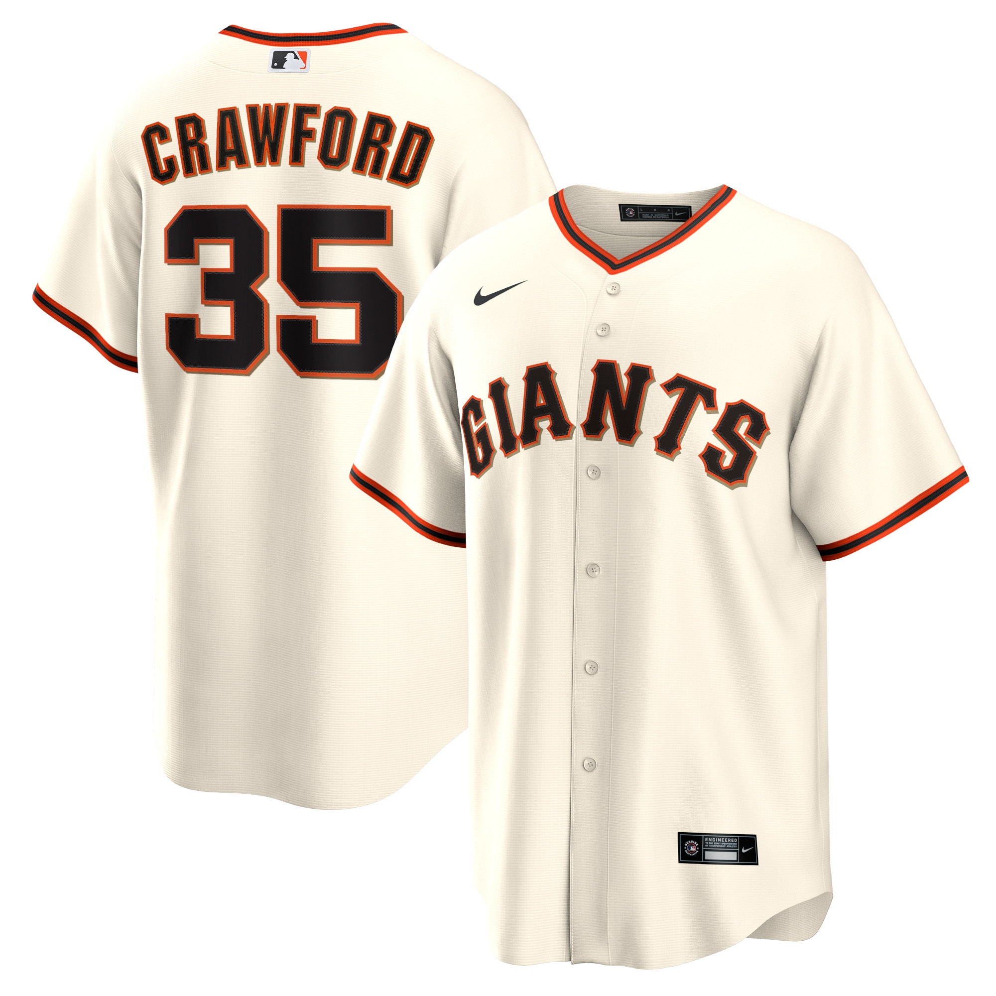 Brandon Crawford San Francisco Giants Home Replica Player Name Jersey Cream Mlb