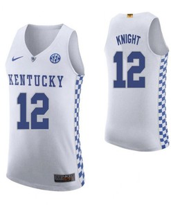 Brandon Knight 12 Kentucky Wildcats Elite Basketball Road Men Jersey - White