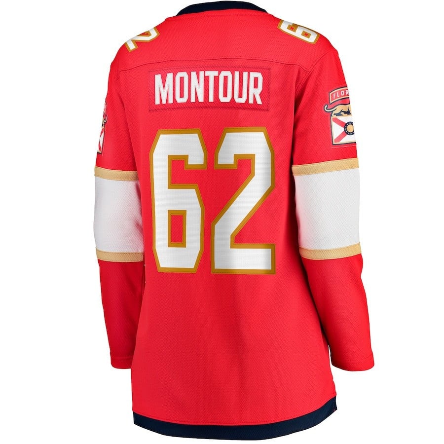 Brandon Montour 62 Florida Panthers Women's 2023 Stanley Cup Final Home Breakaway Player Jersey - Red