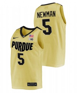 Brandon Newman 5 Gold Purdue Boilermakers 2023 Top overall seed College Basketball Jersey