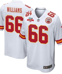 Brandon Williams 66 Kansas City Chiefs Super Bowl LVII Champions 3 Stars Men Game Jersey - White