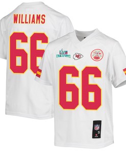 Brandon Williams 66 Kansas City Chiefs Super Bowl LVII Champions Youth Game Jersey - White