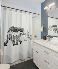 Brave Polar Bear Shower Curtain, Alaska Nature Outdoors Bath Decor