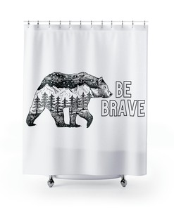 Brave Polar Bear Shower Curtain, Alaska Nature Outdoors Bath Decor