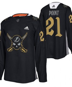 Brayden Point Lightning 2022 Pirate-themed Warmup Black Gasparilla inspired Jersey 21 Jersey