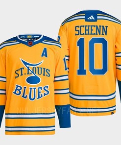 Brayden Schenn 10 Reverse Retro 2.0 2022 St. Louis Blues Yellow Jersey Primegreen