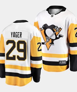 Brayden Yager #29 Pittsburgh Penguins 2023 NHL Draft Away Men Jersey - White/Yellow