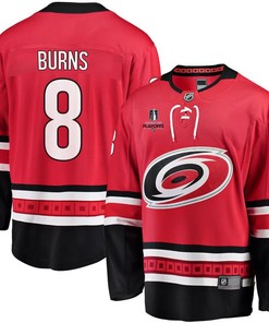 Brent Burns 8 Carolina Hurricanes Stanley Cup 2023 Playoffs Patch Home Breakaway Men Jersey - Red