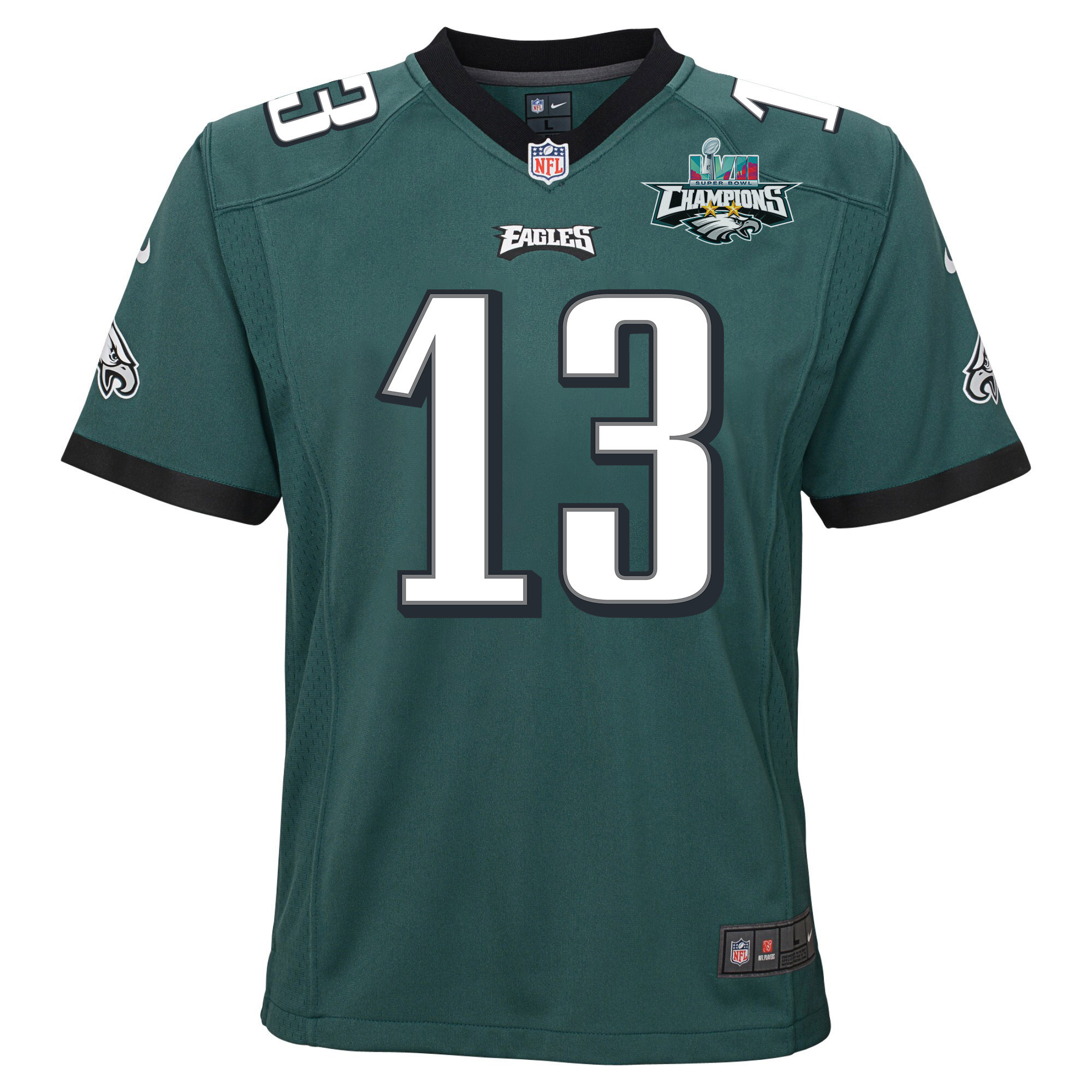 Brett Kern 13 Philadelphia Eagles Super Bowl LVII Champions 2 Stars 2 Stars Youth Game Jersey - Black