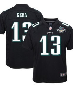 Brett Kern 13 Philadelphia Eagles Super Bowl LVII Champions 2 Stars Youth Game Jersey - Black