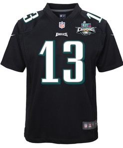 Brett Kern 13 Philadelphia Eagles Super Bowl LVII Champions 2 Stars Youth Game Jersey - Black