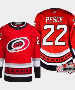 Brett Pesce 22 Carolina Hurricanes Red Jersey 2022-23 Third 25th Anniversary