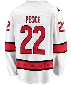 Brett Pesce 22 Carolina Hurricanes Stanley Cup 2023 Playoffs Patch Away Breakaway Men Jersey - White