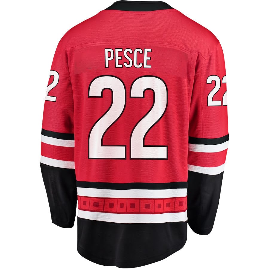Brett Pesce 22 Carolina Hurricanes Stanley Cup 2023 Playoffs Patch Home Breakaway Men Jersey - Red