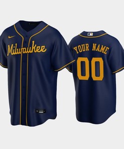 Brewers 00 Custom Alternate Navy Jersey