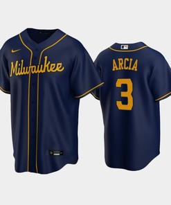 Brewers 3 Orlando Arcia Alternate Navy Jersey