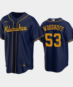 Brewers 53 Brandon Woodruff Alternate Navy Jersey