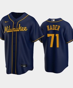 Brewers 71 Josh Hader Alternate Navy Jersey