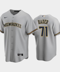 Brewers 71 Josh Hader Road Gray Jersey