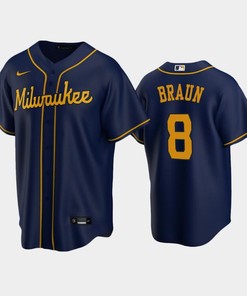 Brewers 8 Ryan Braun Alternate Navy Jersey