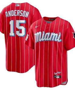 Brian Anderson 15 Miami Marlins City Connect Team Men Jersey - Red
