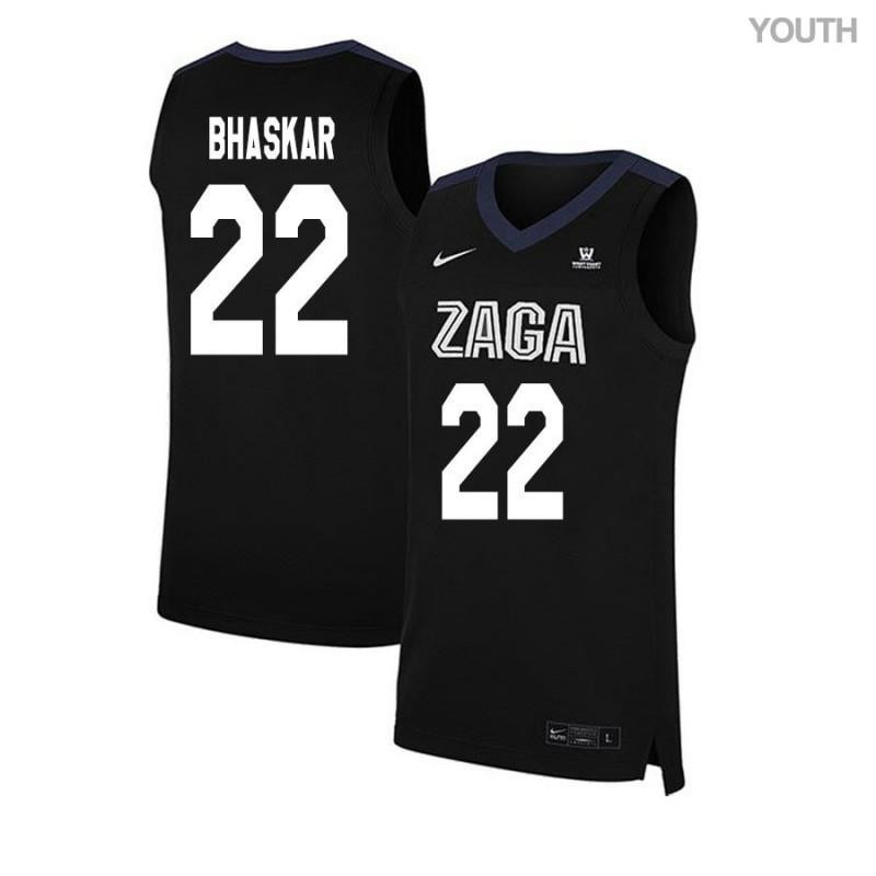 Brian Bhaskar 22 Gonzaga Bulldogs Elite Basketball Youth Jersey - Black