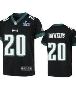Brian Dawkins 20 Philadelphia Eagles Youth Super Bowl LVII Game Jersey - Black