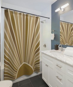 Bright Boho Sun Shower Curtain with Earthy Colors