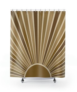 Bright Boho Sun Shower Curtain with Earthy Colors