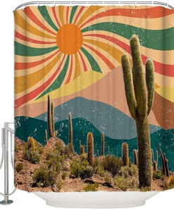 Bring Home the Beauty of Cactus Collage with ArneCase Bathroom Shower Curtain