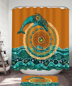 Bring New Life to your Bathroom with Artistic Print Dolphin over the Sun Shower Curtain 