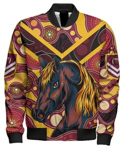 Brisbane Broncos Aboriginal Classic Style Sleeve Zip Bomber Jacket T09
