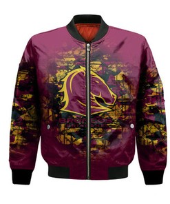Brisbane Broncos Bomber Jacket Camouflage Vintage  - NRL