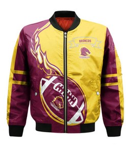 Brisbane Broncos Bomber Jacket Flame Ball - NRL