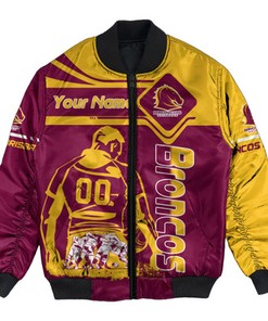 Brisbane Broncos Bomber Jacket Personalized Pentagon Style- NRL