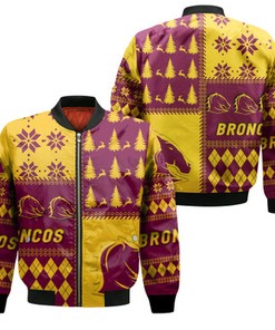 Brisbane Broncos Rugby Christmas 2022 Style Bomber Jacket - LT12