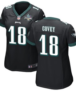 Britain Covey 18 Philadelphia Eagles Super Bowl LVII Champions 2 Stars Women Game Jersey - Black
