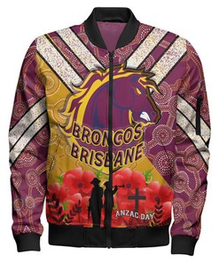 Broncos Rugby Bomber Jacket- Aboriginal And Anzac Day With Poppy Flower Patterns Bomber Jacket