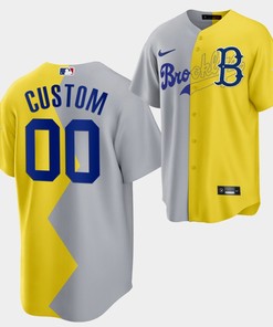 Brooklyn Dodgers Custom 2022-23 All-Star Celebrity Softball Game 00 Gray Yellow Jersey