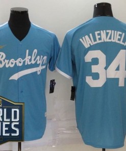 Brooklyn Dodgers Fernando Valenzuela #34 2020 Mlb Blue Jersey