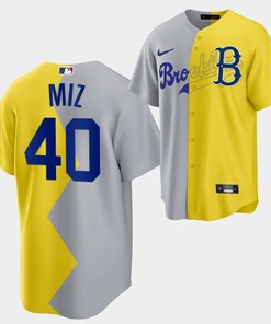 Brooklyn Dodgers The Miz 2022-23 All-Star Celebrity Softball Game 40 Gray Yellow MVP Jersey