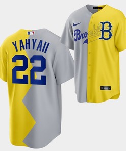 Brooklyn Dodgers Yahya Abdul-Mateen II 2022-23 All-Star Celebrity Softball Game 22 Gray Yellow YahyaII Jersey