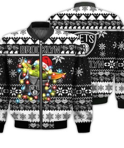 Brooklyn Nets Baby Yoda Star Wars Sports Football American Ugly Christmas Gifts Unisex 3D Bomber Jacket