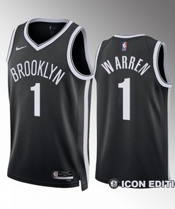 Brooklyn Nets Icon Edition T.J. Warren 1 Black Jersey 2022-23 Swingman