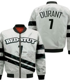 Brooklyn Nets Kevin Durant 7 2020 City Edition White Jersey Bomber Jacket