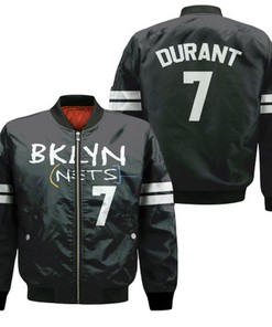 Brooklyn Nets Kevin Durant 7 2021 City Edition Black Jersey Inspired Style Bomber Jacket