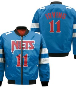 Brooklyn Nets Kyrie Irving 11 2021 City Edition Blue Jersey Inspired Style Bomber Jacket