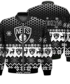 Brooklyn Nets Sports Football American Ugly Christmas Sweater Gifts Unisex 3D Bomber Jacket